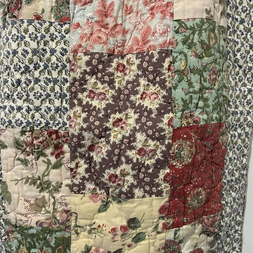 Pottery Barn Patchwork Quilted Standard Pillow Cover Sham 20x26 Boho Peasant